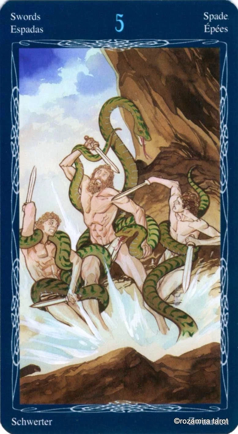 Five of Swords card from the Tarot of the Mystic Spiral deck