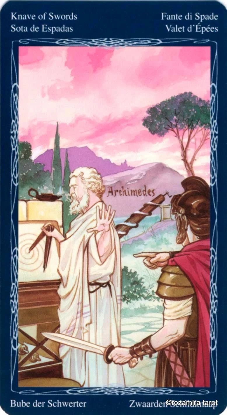 Knave of Swords card from the Tarot of the Mystic Spiral deck