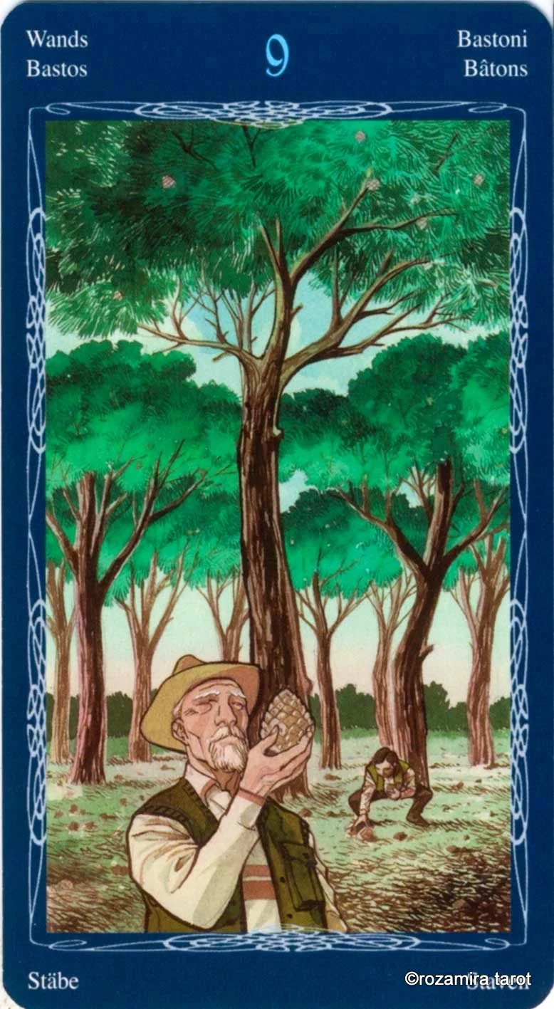 Nine of Wands card from the Tarot of the Mystic Spiral deck