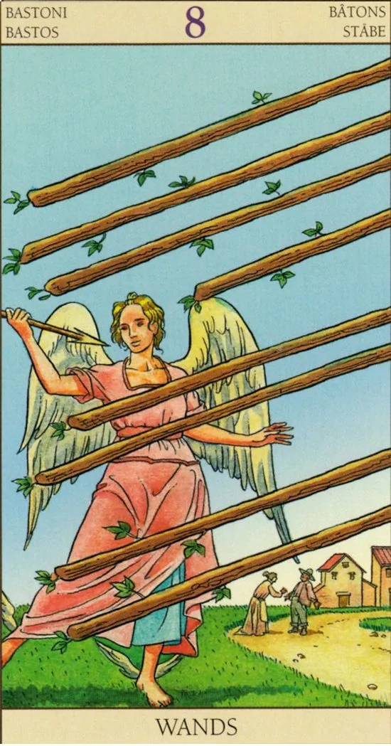 8 of Wands card from the Tarot of the New Vision deck