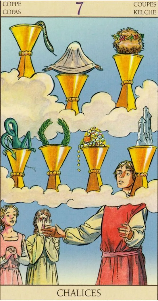 7 of Cups - Tarot of the New Vision card 7 of Cups from the Tarot of the New Vision deck