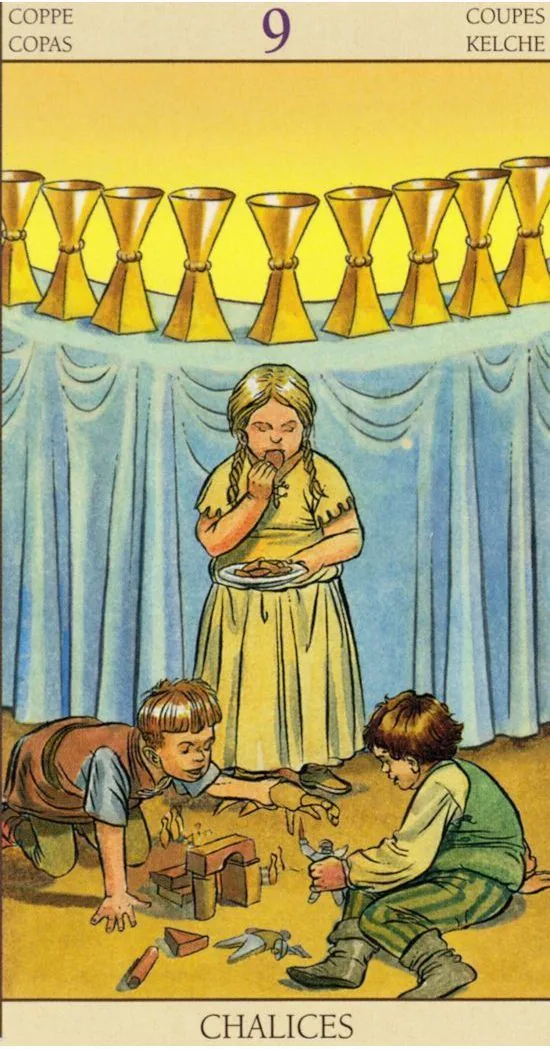 9 of Cups card from the Tarot of the New Vision deck