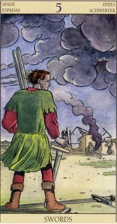 5 of Swords card from the Tarot of the New Vision deck