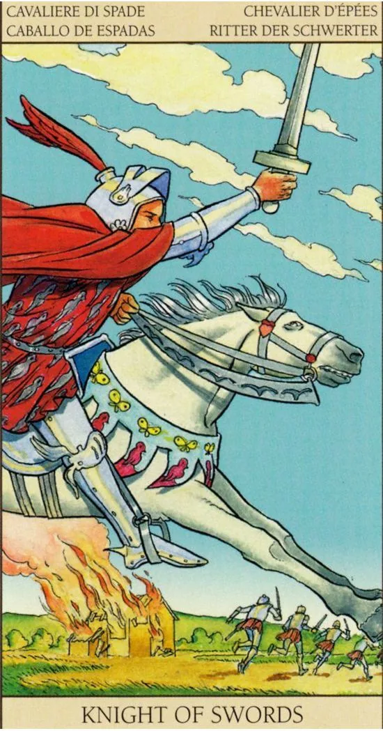 Knight of Swords card from the Tarot of the New Vision deck