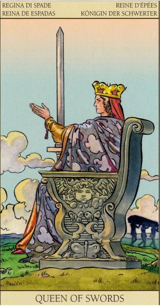 Queen of Swords - Tarot of the New Vision card Queen of Swords from the Tarot of the New Vision deck