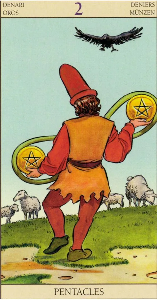 2 of Pentacles card from the Tarot of the New Vision deck