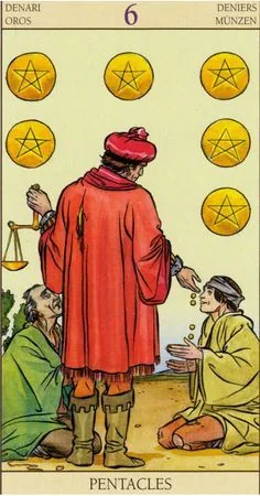 6 of Pentacles card from the Tarot of the New Vision deck