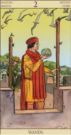 2 of Wands - Tarot of the New Vision - Tarot Deck by Pietro Alligo