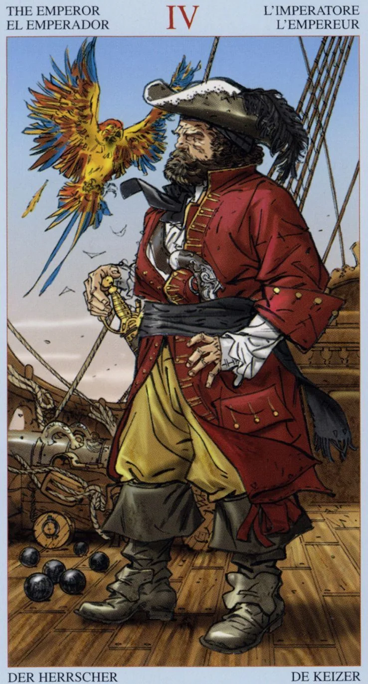 The Emperor card from the Tarot Of The Pirates deck