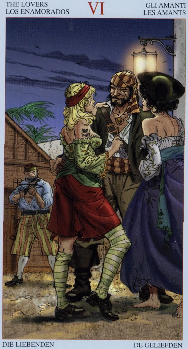 The Lovers card from the Tarot Of The Pirates deck