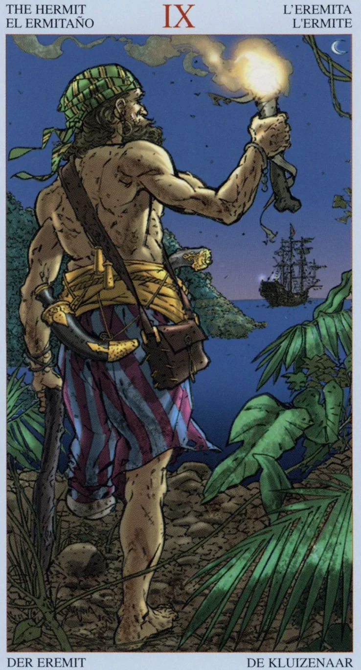 The Hermit card from the Tarot Of The Pirates deck
