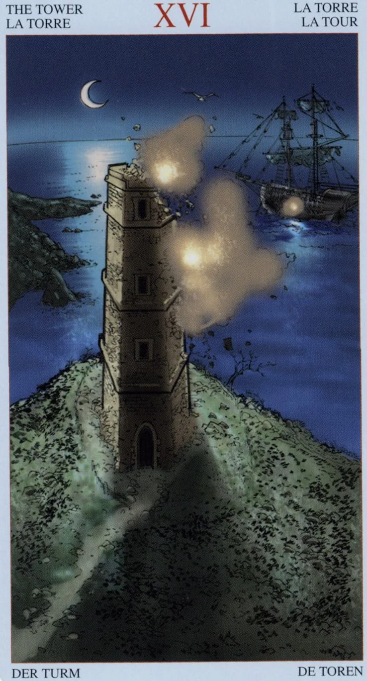 The Tower card from the Tarot Of The Pirates deck