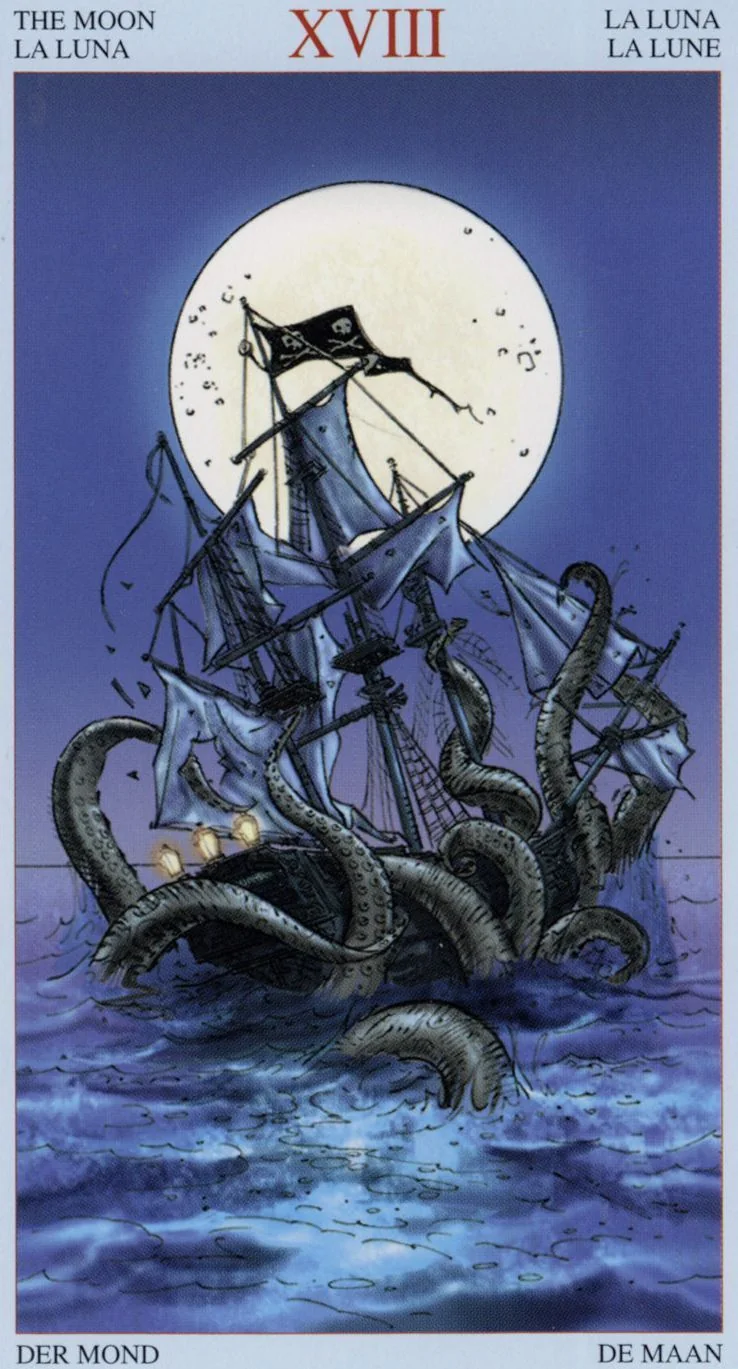 The Moon card from the Tarot Of The Pirates deck