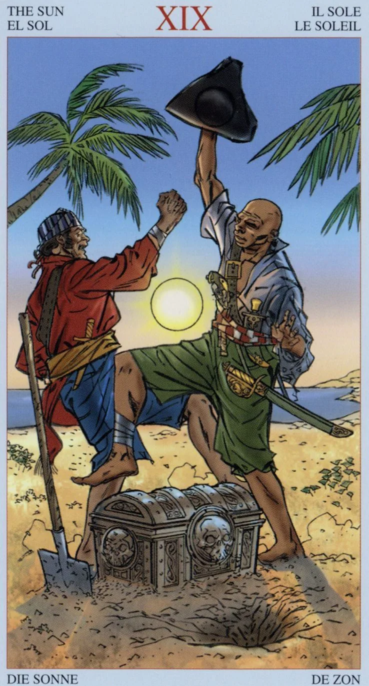 The Sun card from the Tarot Of The Pirates deck