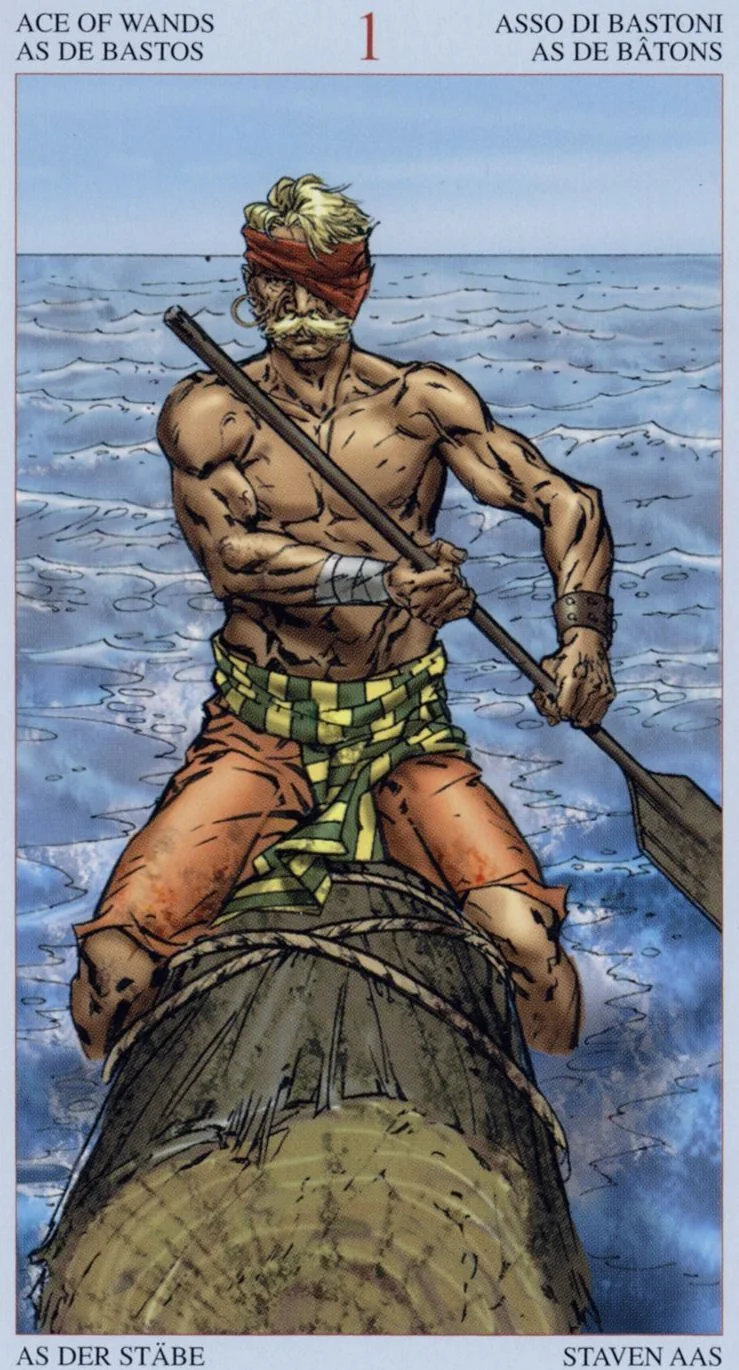 Ace of Wands card from the Tarot Of The Pirates deck