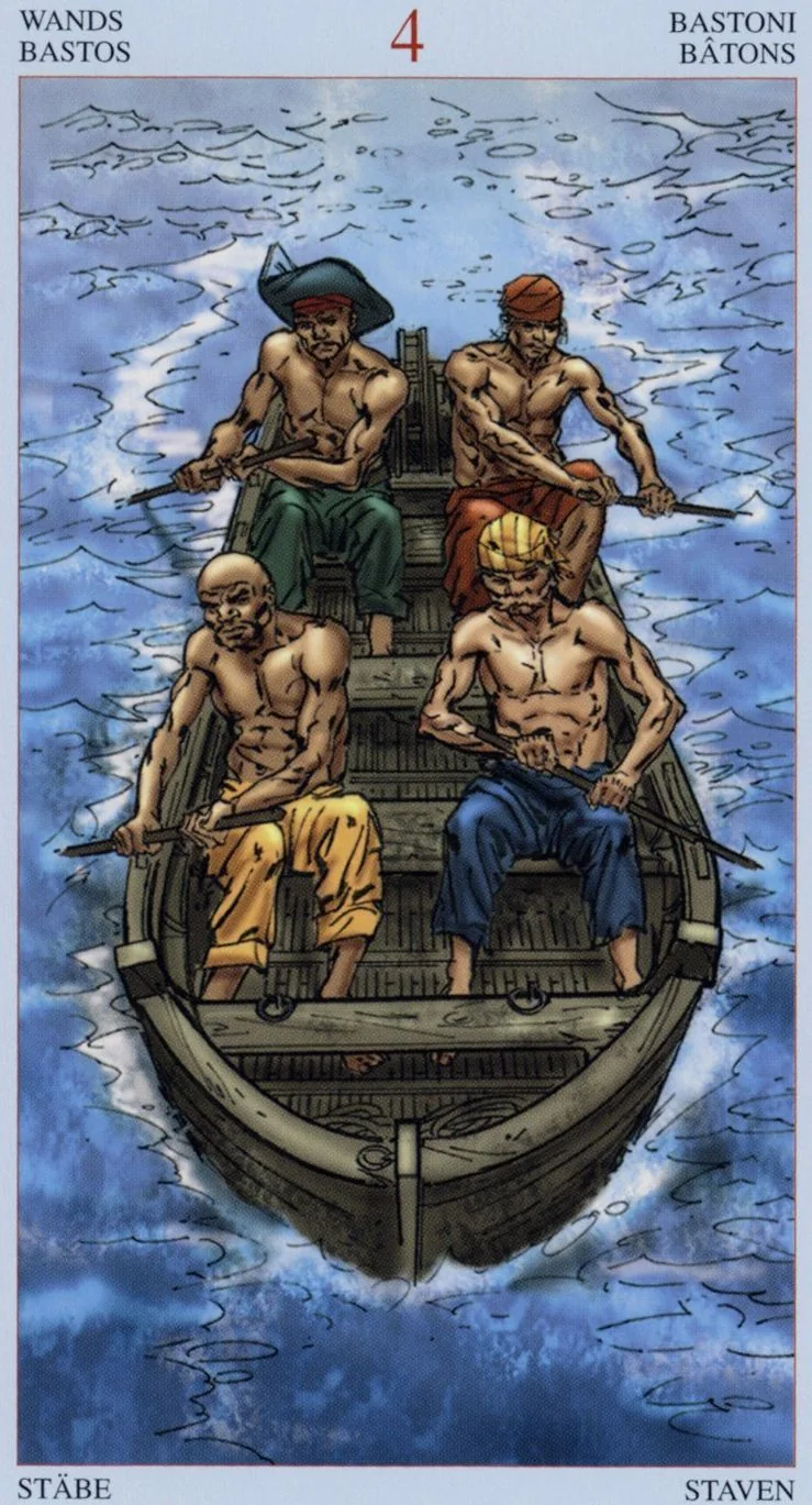 4 of Wands card from the Tarot Of The Pirates deck