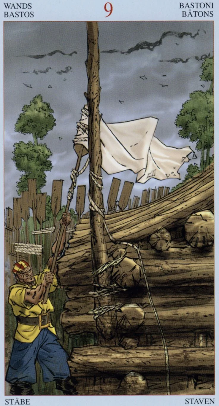 9 of Wands card from the Tarot Of The Pirates deck