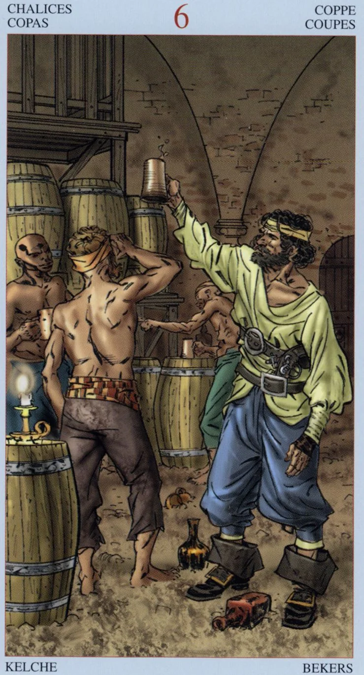 6 of Cups card from the Tarot Of The Pirates deck
