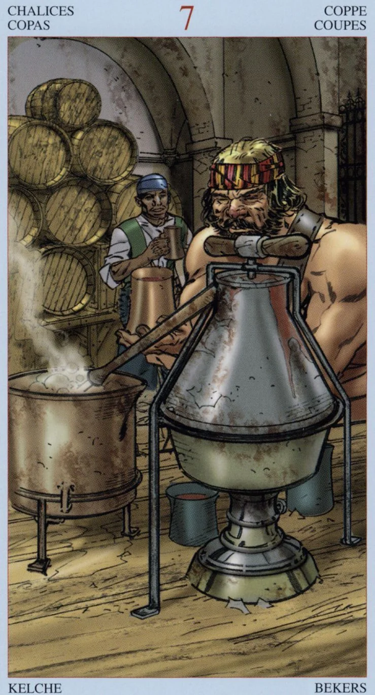 7 of Cups card from the Tarot Of The Pirates deck