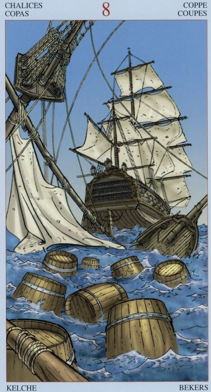 8 of Cups card from the Tarot Of The Pirates deck