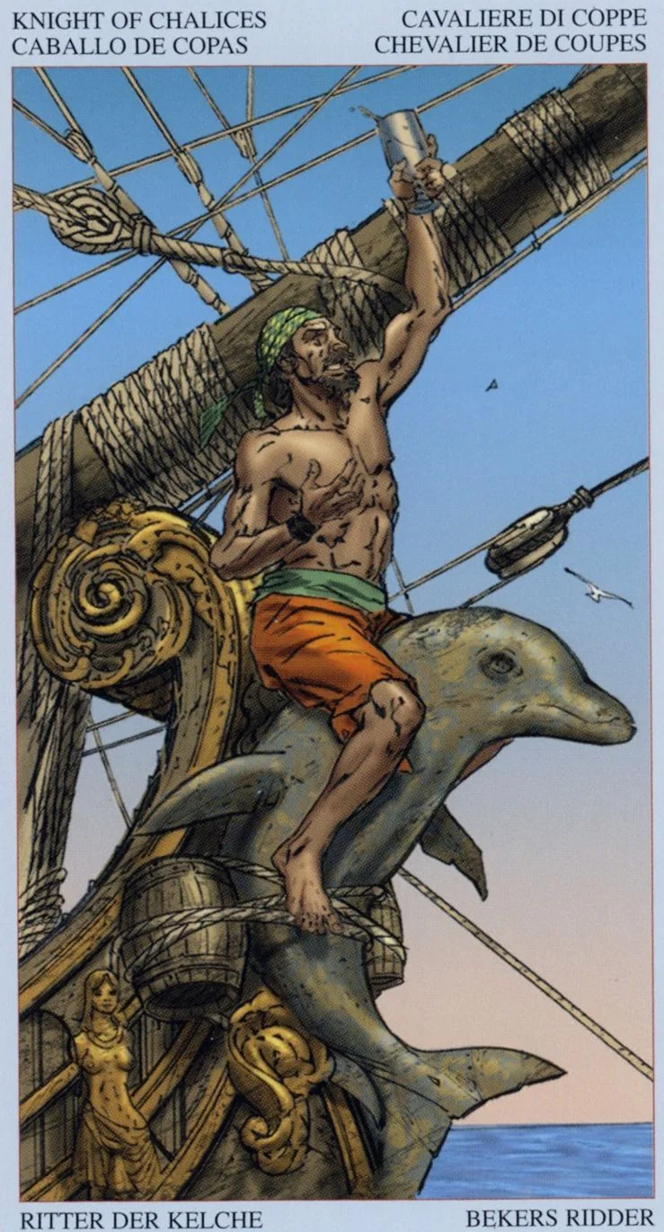 Knight of Cups card from the Tarot Of The Pirates deck