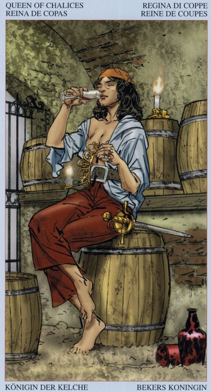Queen of Cups card from the Tarot Of The Pirates deck