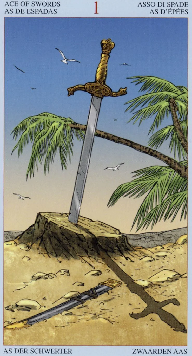 Ace of Swords card from the Tarot Of The Pirates deck