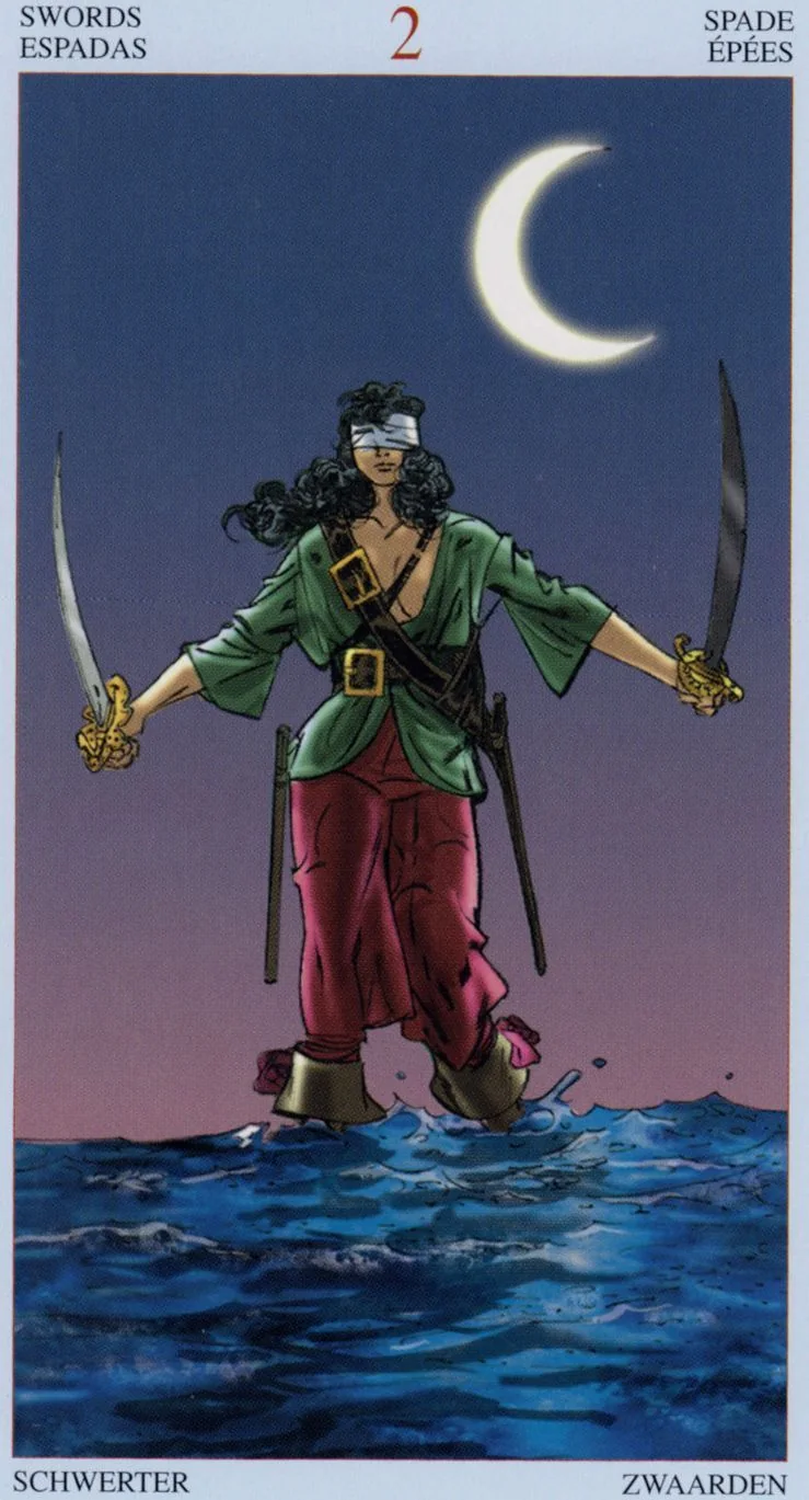 2 of Swords card from the Tarot Of The Pirates deck