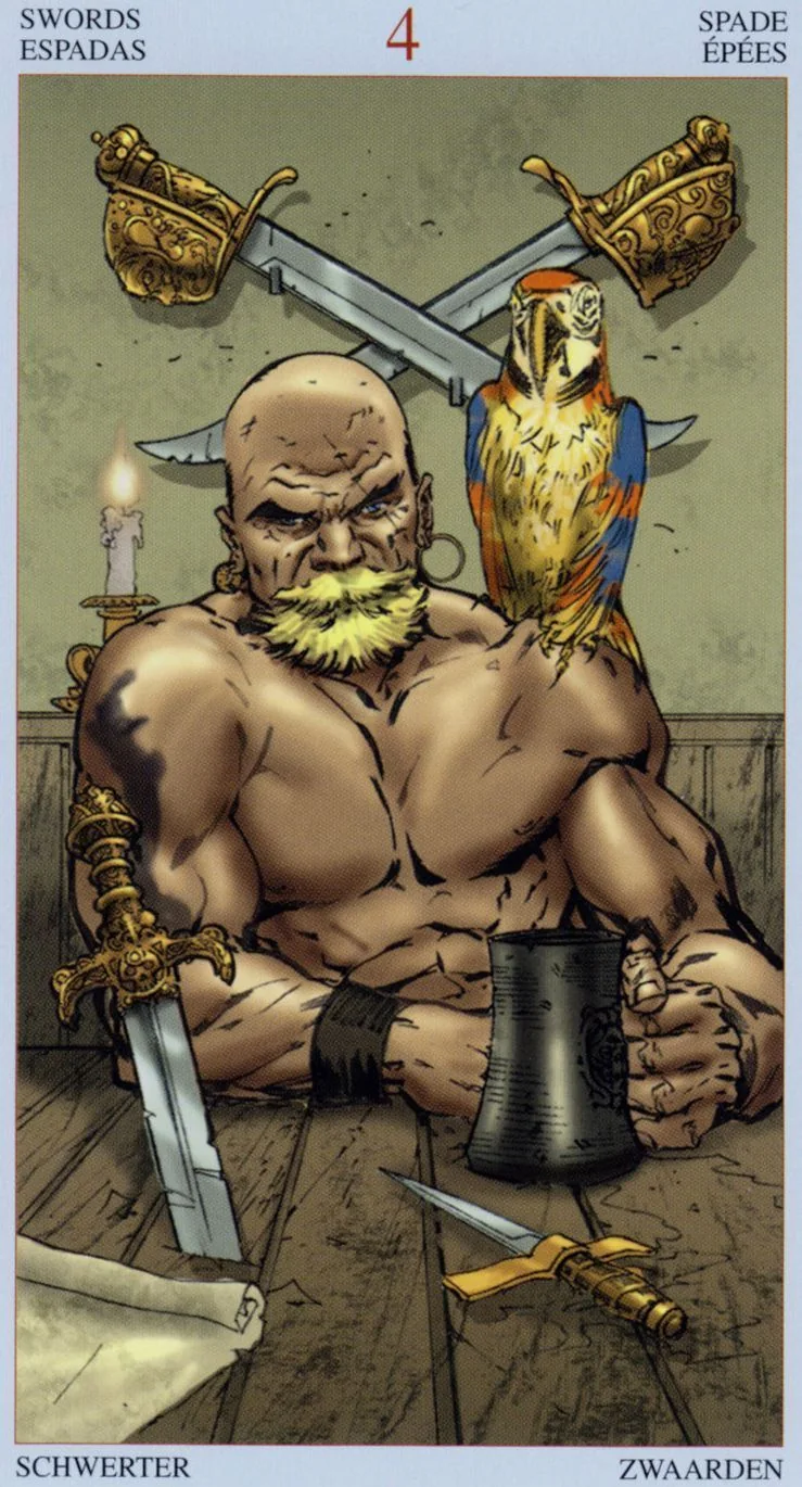 4 of Swords card from the Tarot Of The Pirates deck
