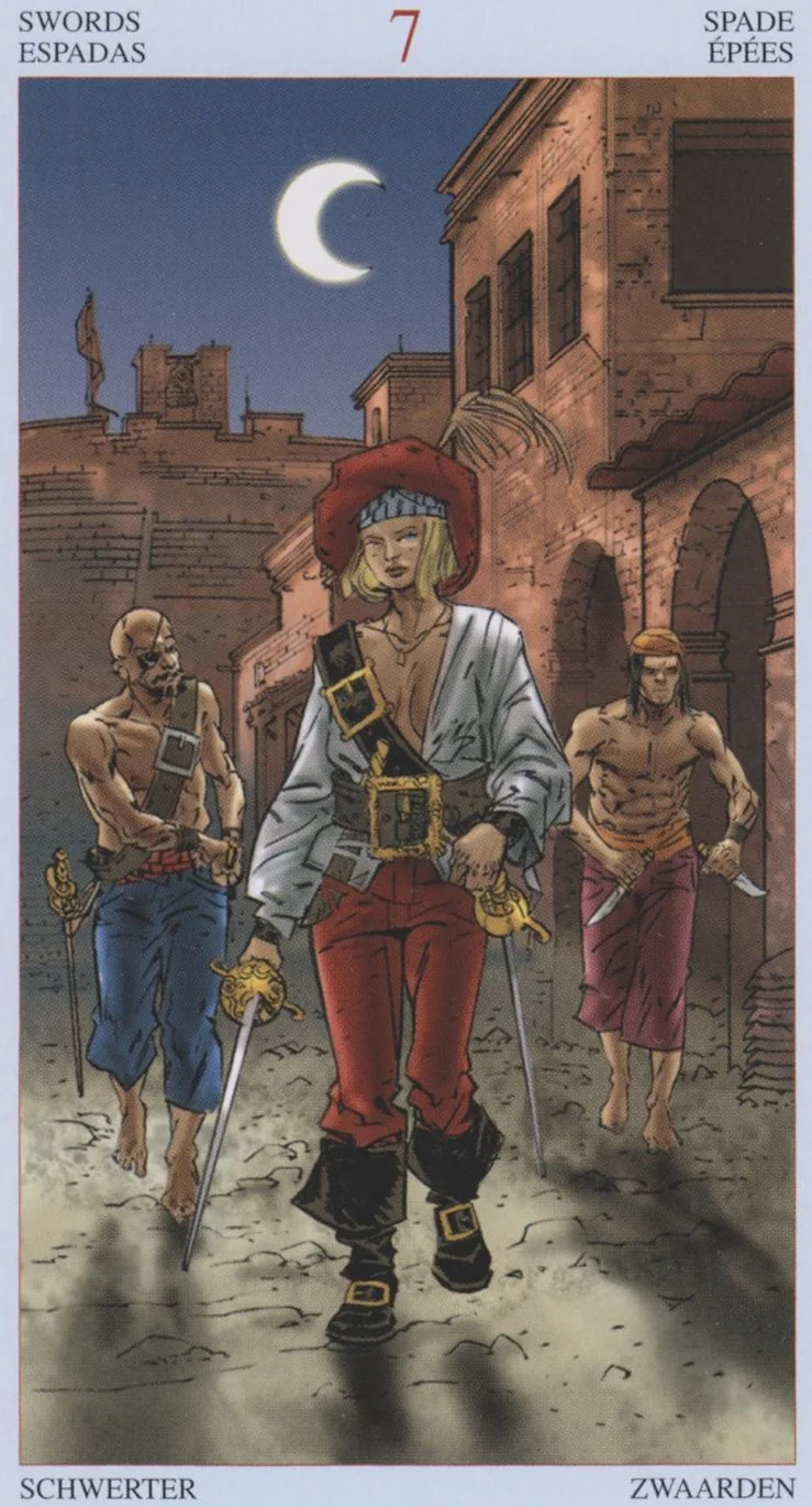 7 of Swords card from the Tarot Of The Pirates deck