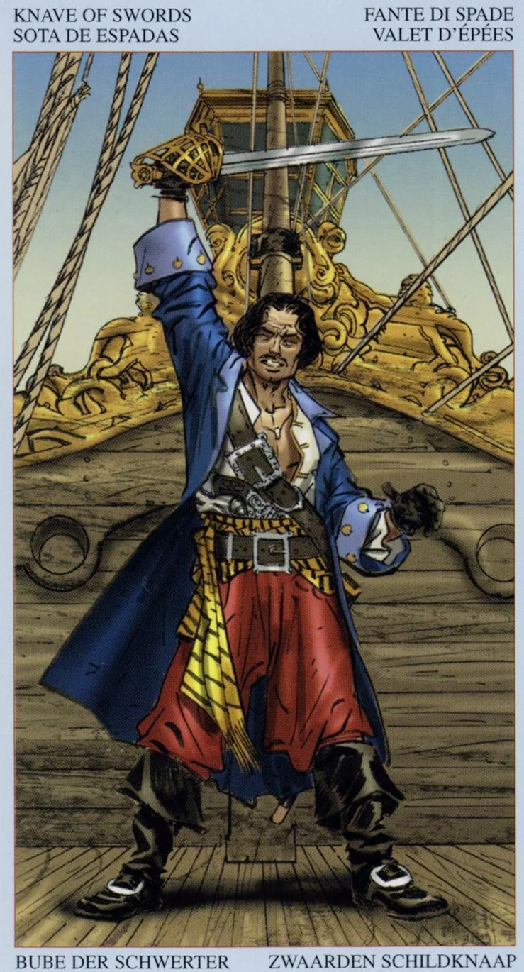 Page of Swords card from the Tarot Of The Pirates deck