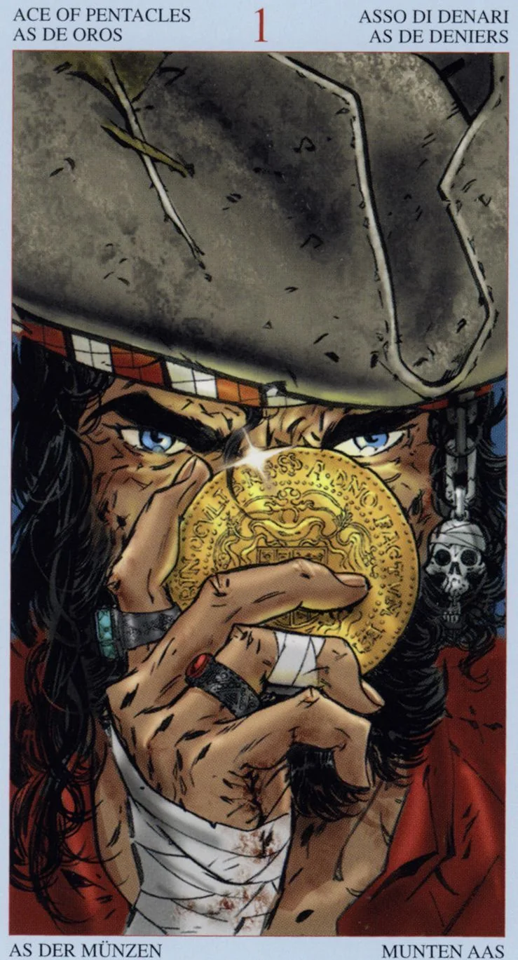 Ace of Pentacles card from the Tarot Of The Pirates deck