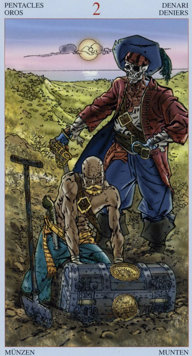 2 of Pentacles card from the Tarot Of The Pirates deck