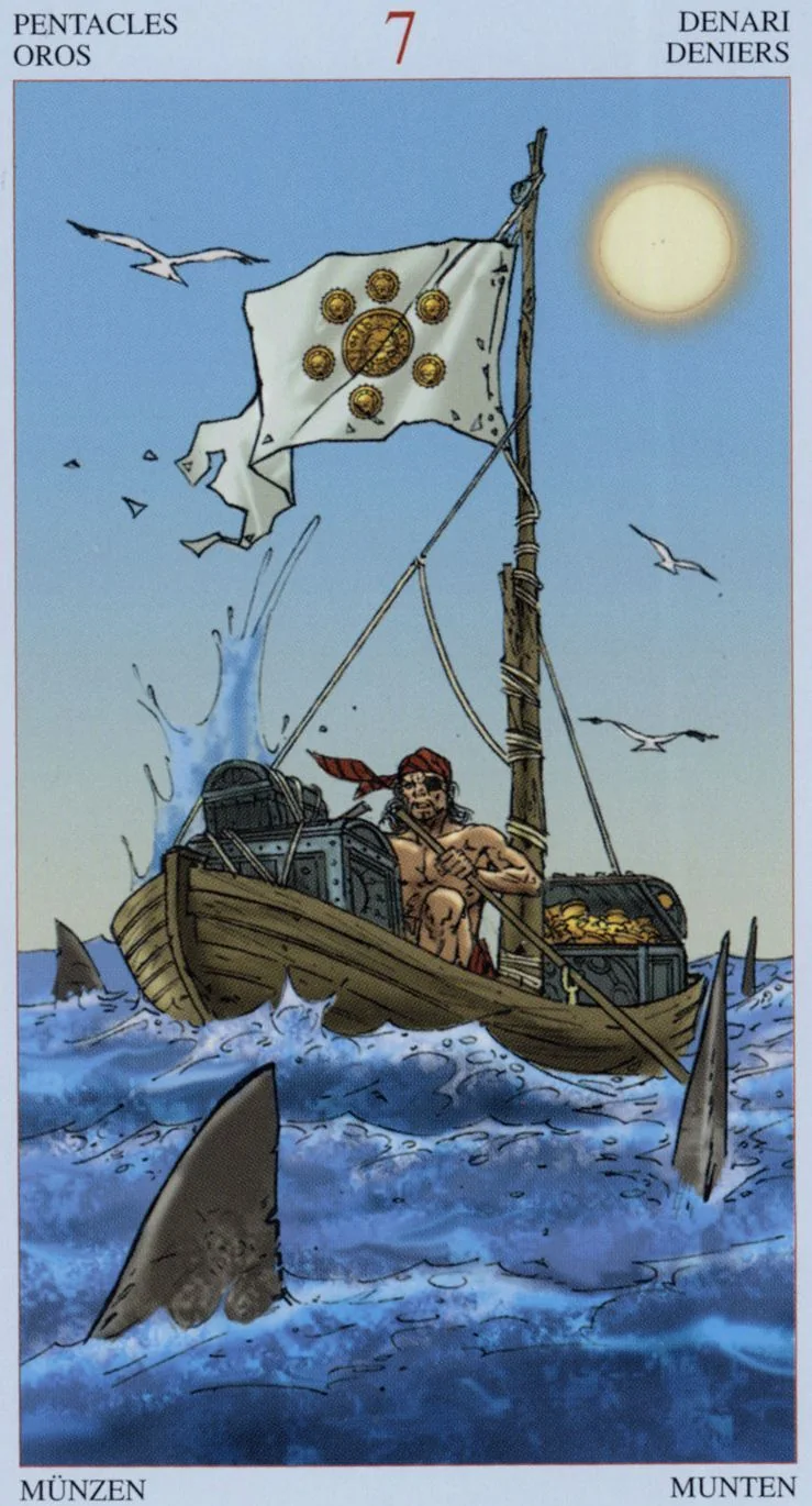 7 of Pentacles card from the Tarot Of The Pirates deck