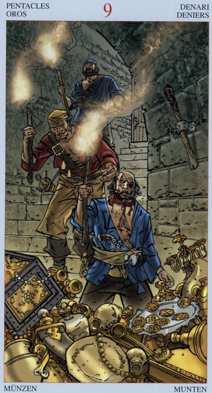 9 of Pentacles card from the Tarot Of The Pirates deck