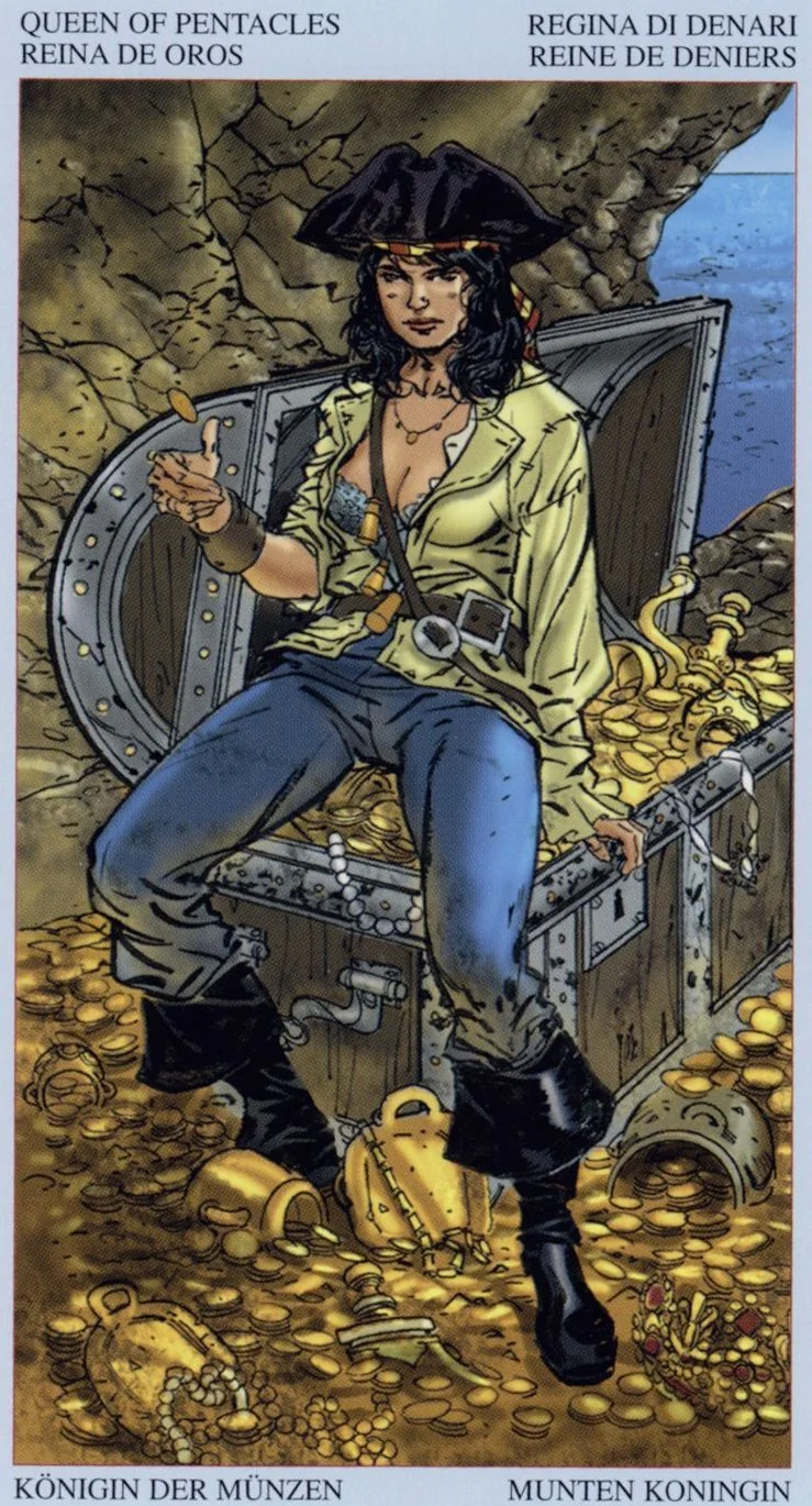 Queen of Pentacles card from the Tarot Of The Pirates deck