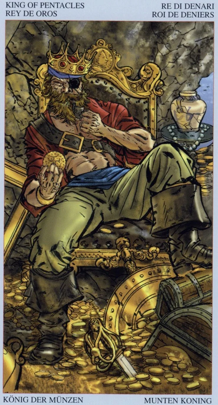 King of Pentacles card from the Tarot Of The Pirates deck