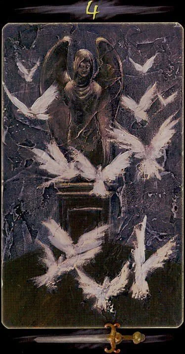 4 of Swords card from the Tarot of the Secret Forest deck