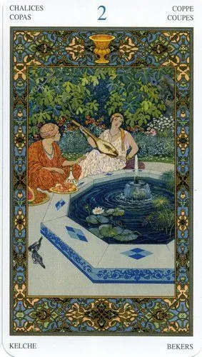2 of Chalices card from the Tarot of the Thousand and One Nights deck
