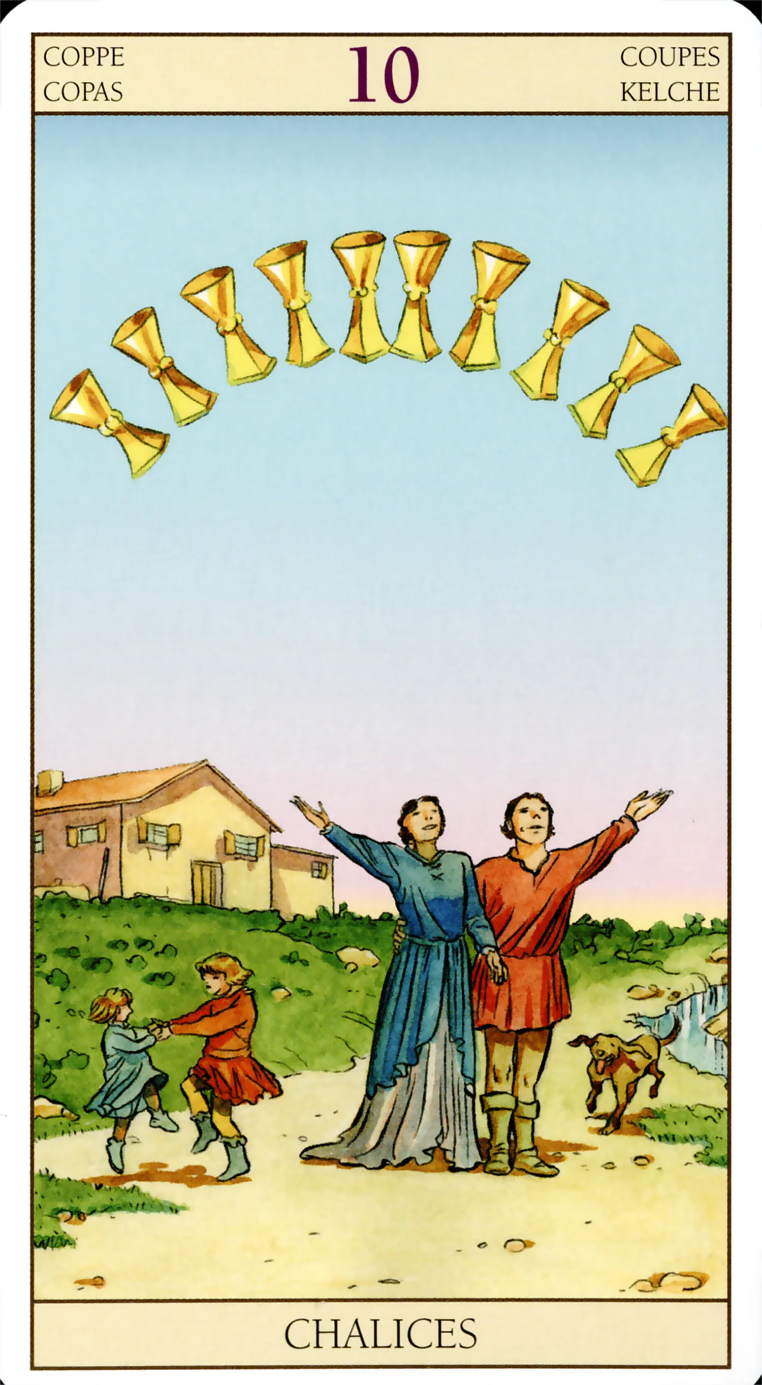 Ten of Cups — Tarot of the New Vision by Lo Scarabeo Ten of Cups card from the Tarot of the New Vision deck by Lo Scarabeo