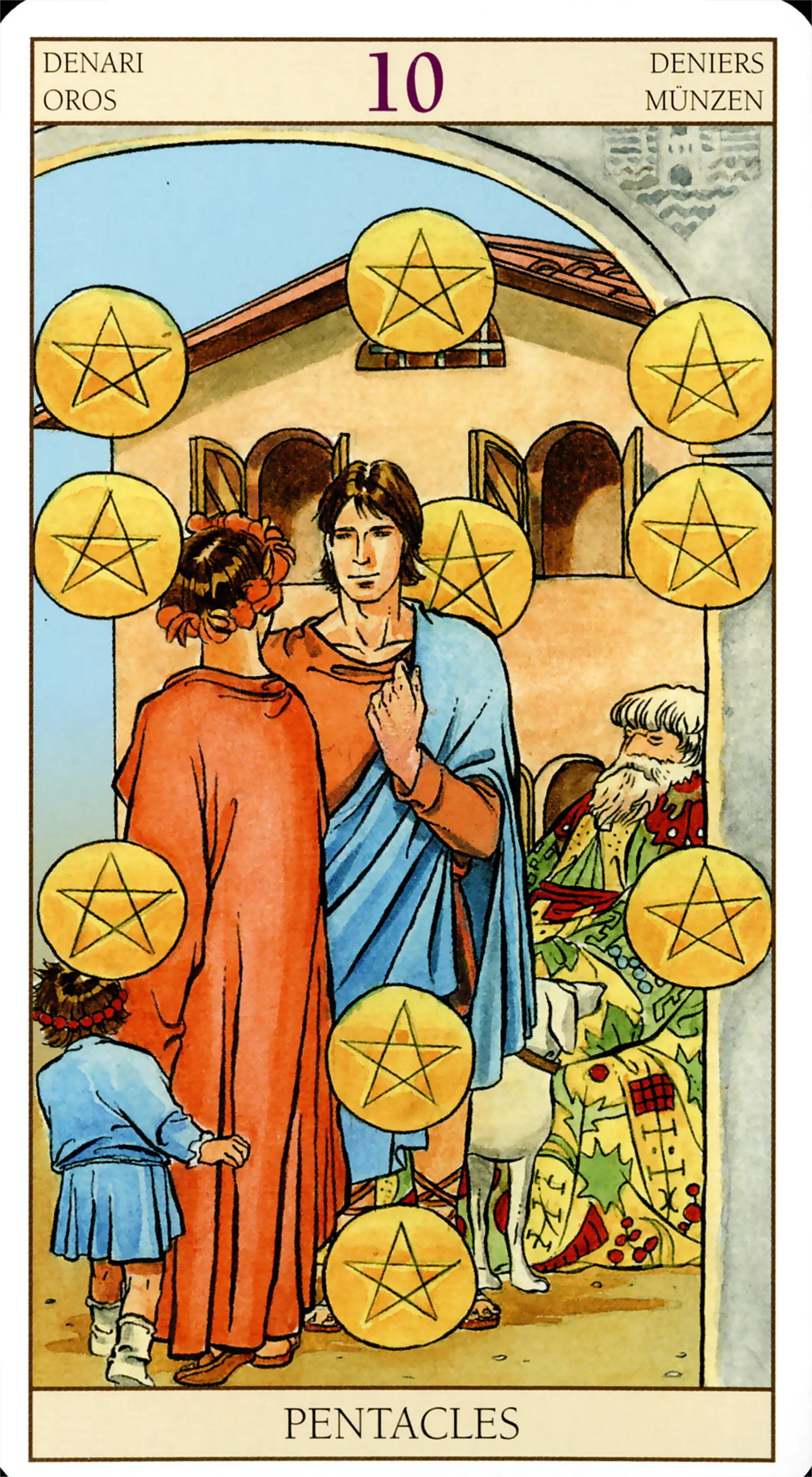 Ten of Pentacles card from the Tarot of the New Vision deck by Lo Scarabeo