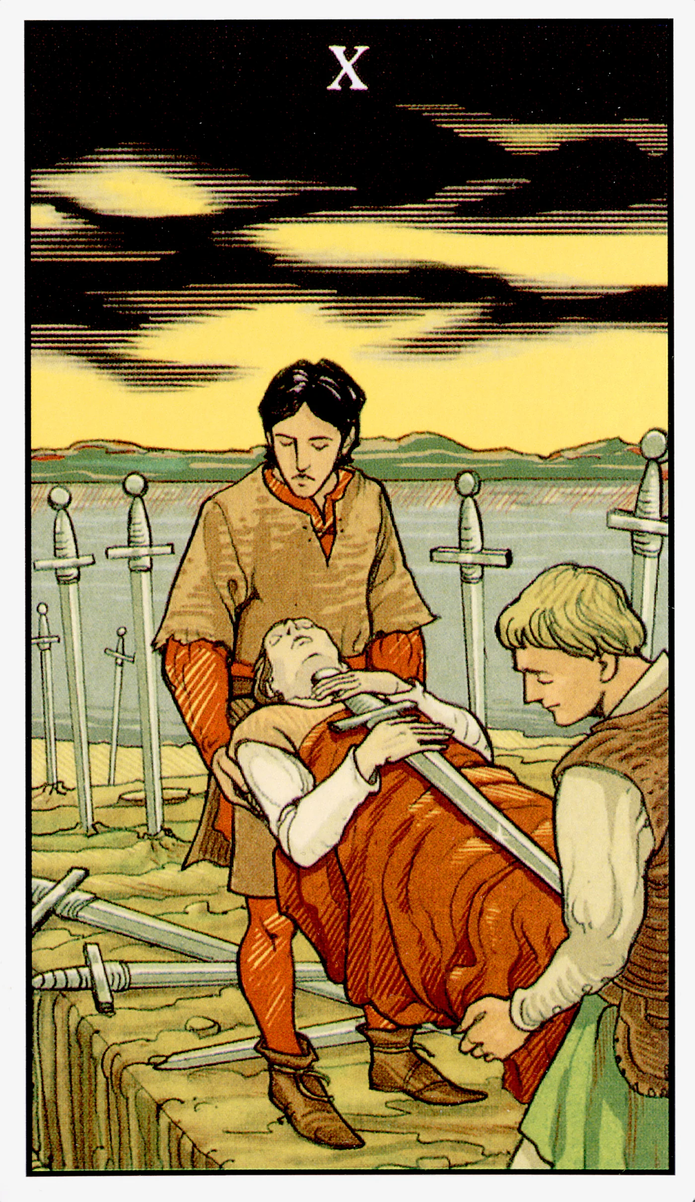 Ten of Swords — After Tarot by Lo Scarabeo Ten of Swords card from the After Tarot deck by Lo Scarabeo