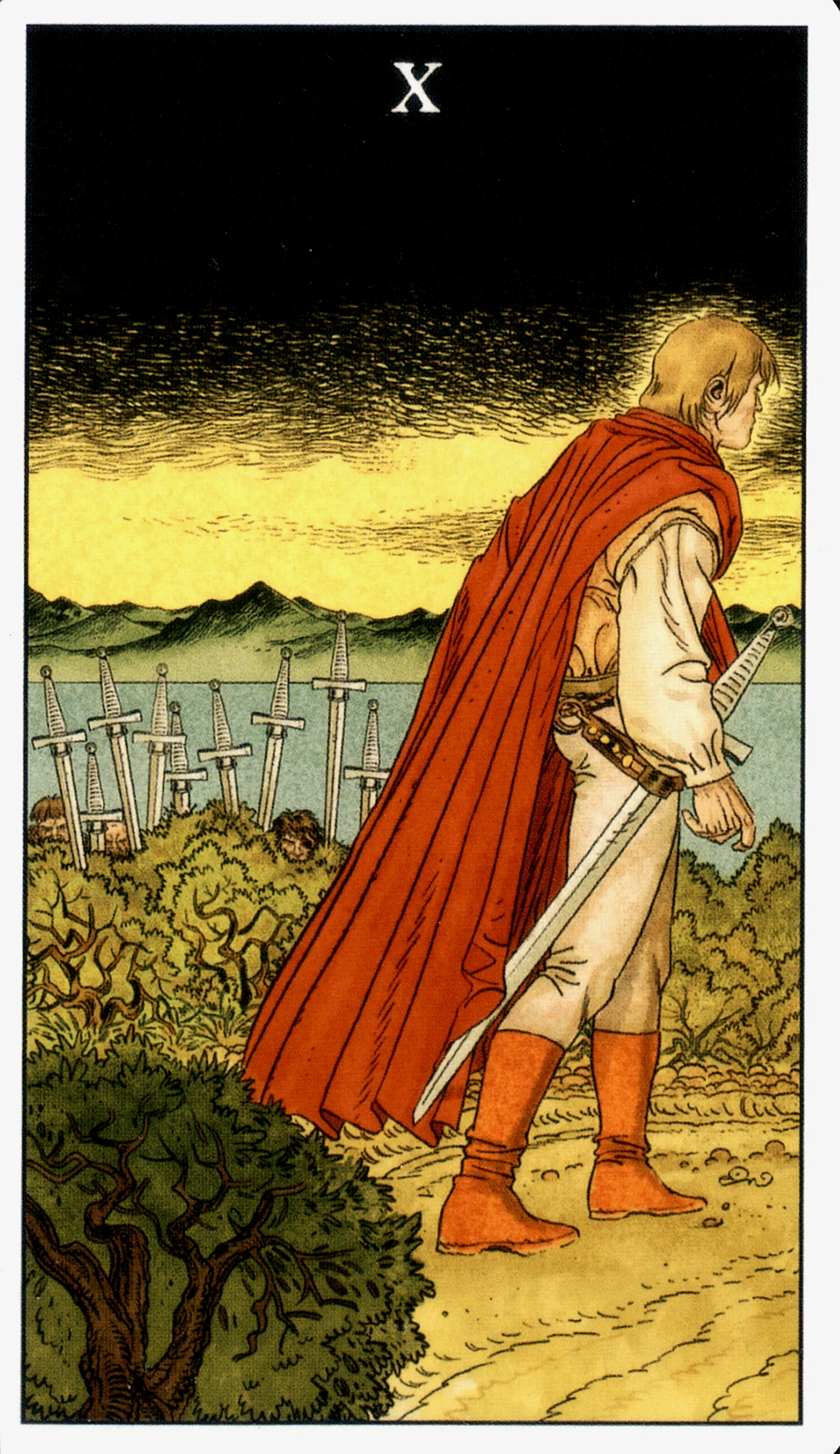 Ten of Swords — Before Tarot by Lo Scarabeo Ten of Swords card from the Before Tarot deck by Lo Scarabeo