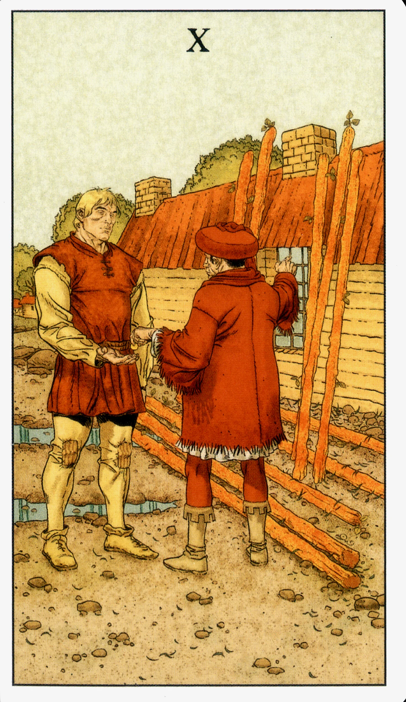 Ten of Wands — Before Tarot by Lo Scarabeo Ten of Wands card from the Before Tarot deck by Lo Scarabeo
