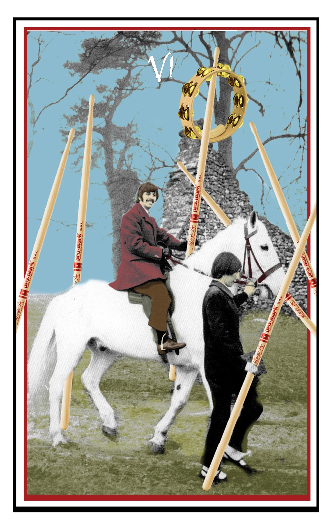 Six of Sticks card from The Beatles Tarot deck