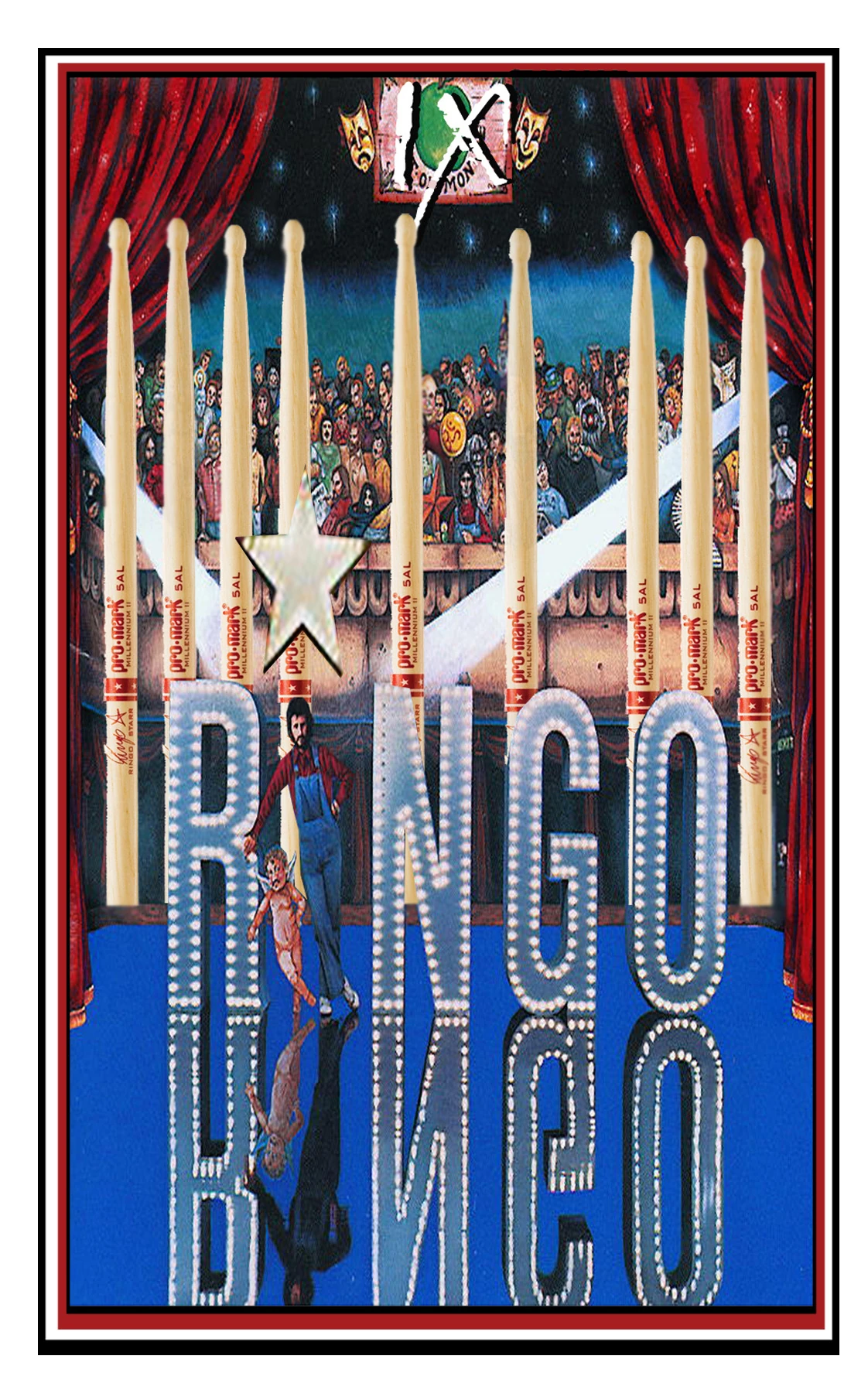 Nine of Sticks card from The Beatles Tarot deck