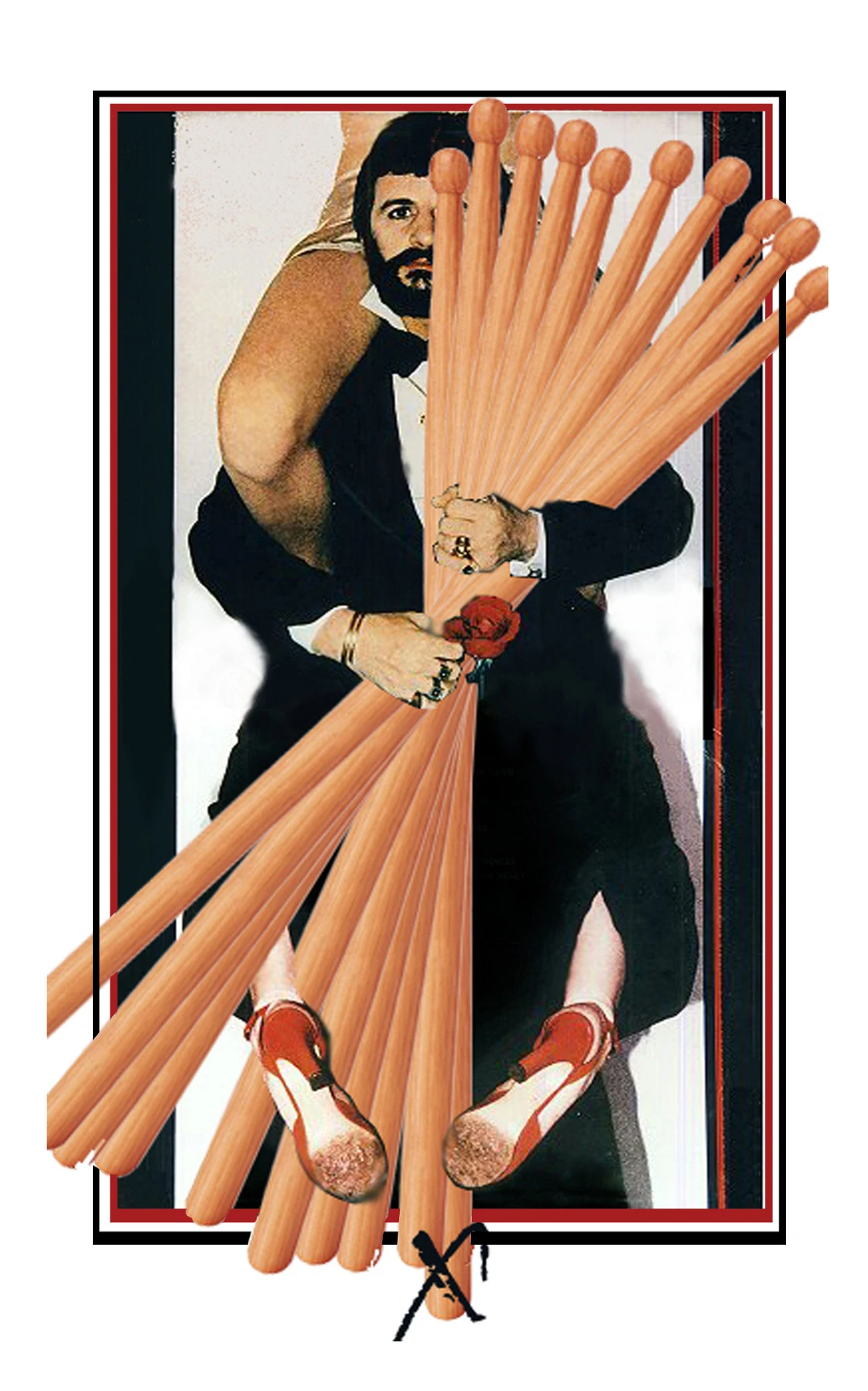 Ten of Sticks card from The Beatles Tarot deck