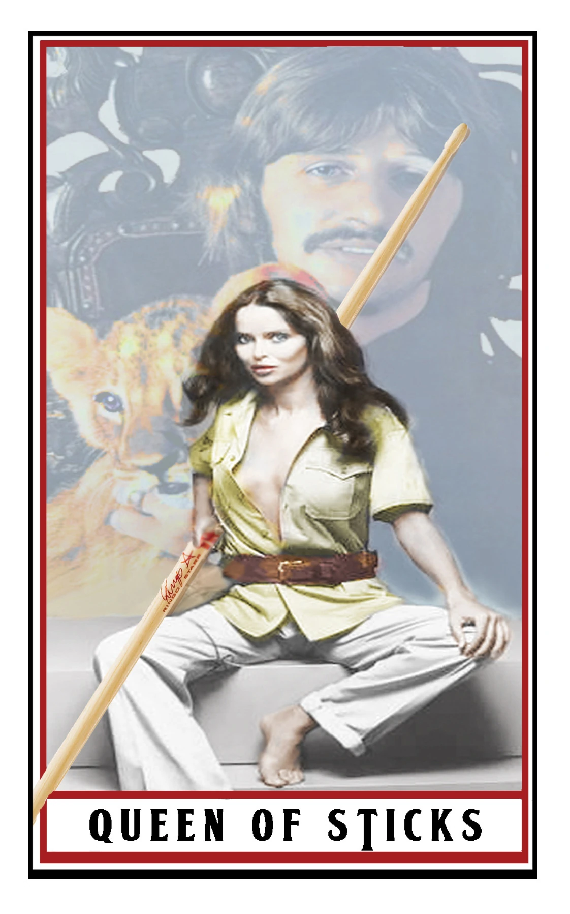 Queen of Sticks card from The Beatles Tarot deck