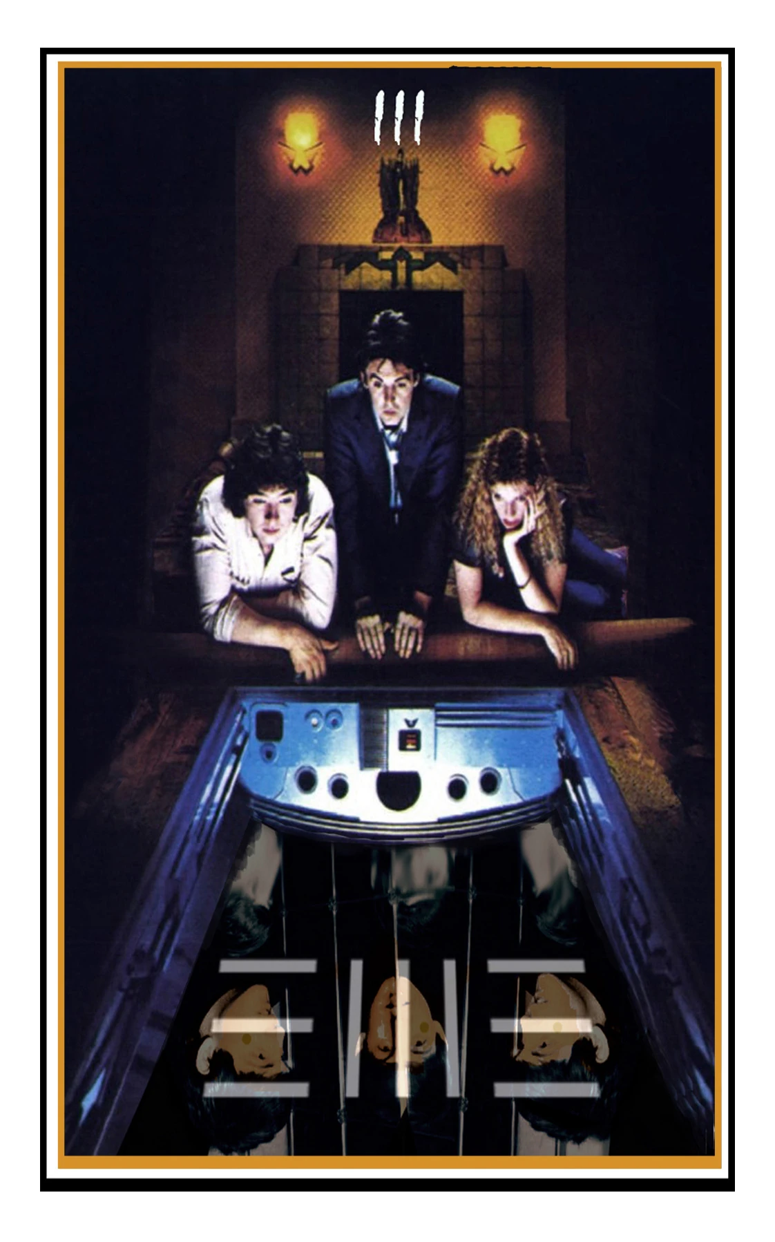 Three of Pennies card from The Beatles Tarot deck