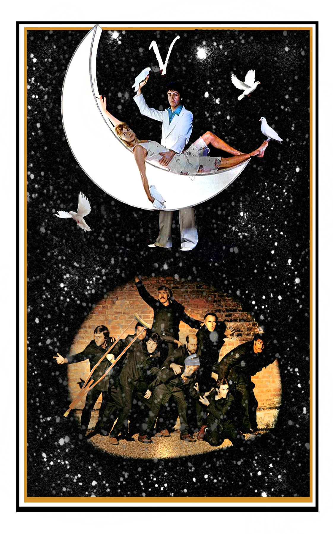 Five of Pennies card from The Beatles Tarot deck